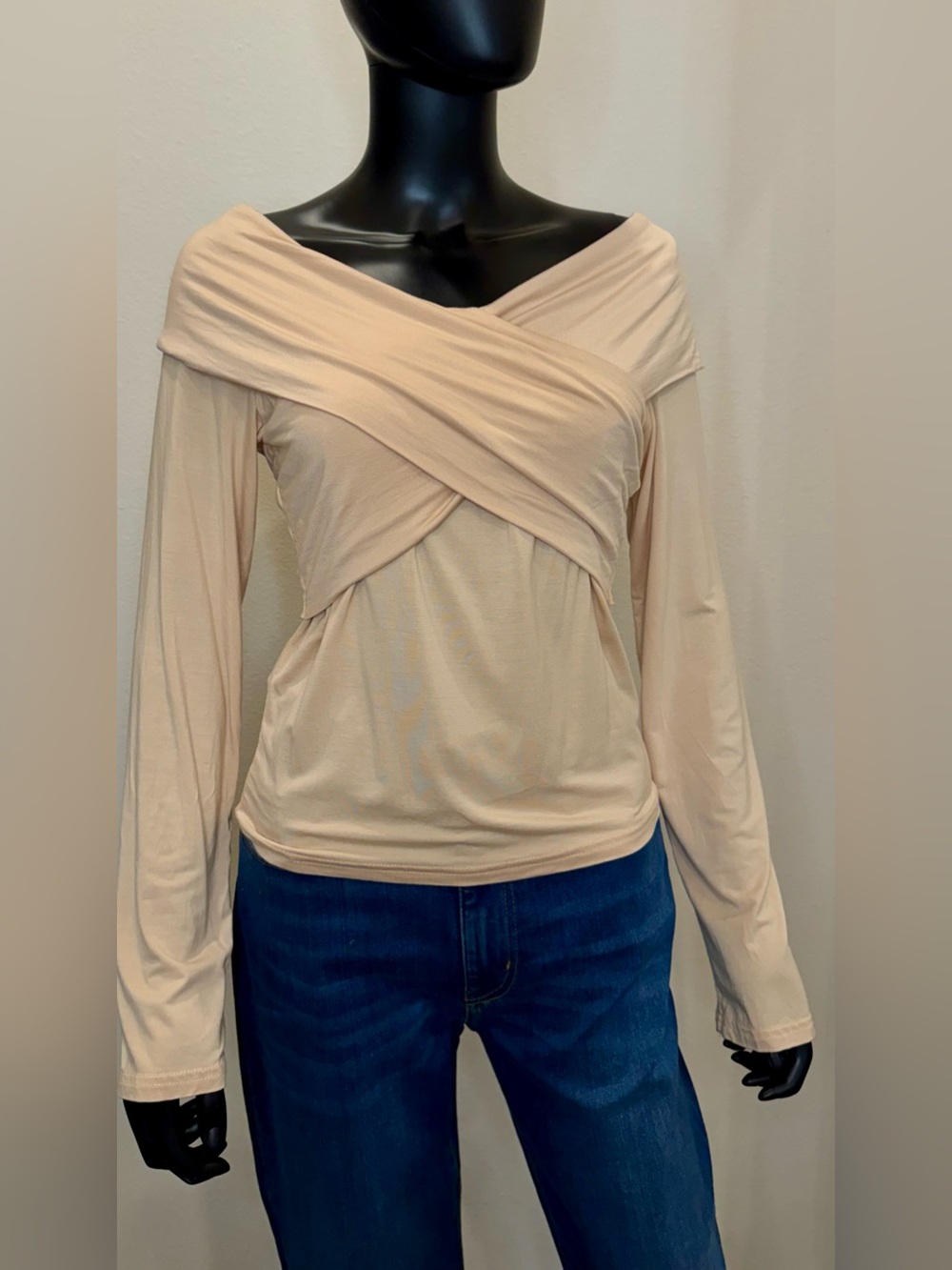 Off-Shoulder Draped Wrap Top  size S